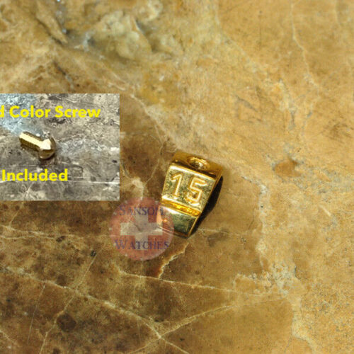 Aftermarket Part Rider Tab 15 18k Solid Gold with screw 4.3mm Mens for Breitling Evolution 15 width 4.3mm with Gold Tone screw Custom Tab - Aftermarket Replacement Part Alternative
