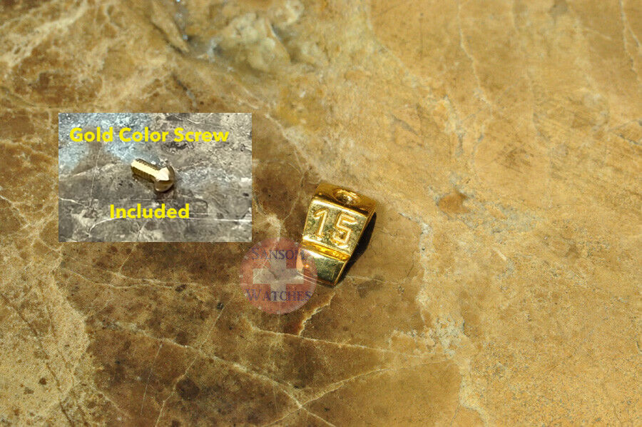 Aftermarket Part Rider Tab 15 18k Solid Gold with screw 4.3mm Mens for Breitling Evolution 15 width 4.3mm with Gold Tone screw Custom Tab - Aftermarket Replacement Part Alternative