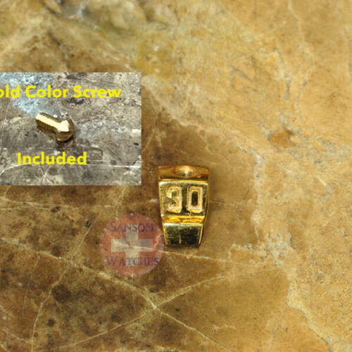 Aftermarket Part Rider Tab 30 18k Solid Gold with screw 4.3mm Mens for Breitling Evolution 6 o'clock width 4.3mm with Gold Tone screw Custom Tab - Aftermarket Replacement Part Alternative