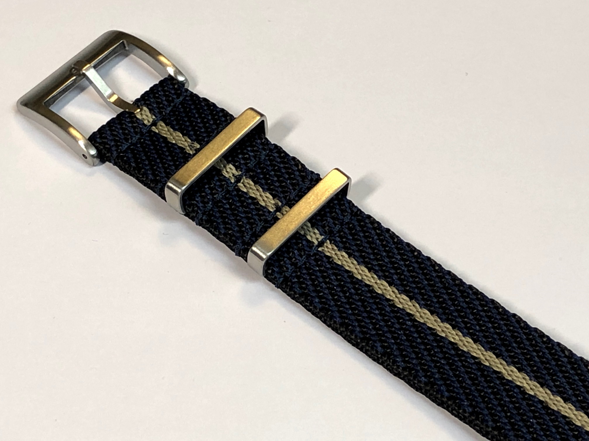 Fabric strap - NATO Watch Strap Black / Blue / Pewter Single Stripe made of Nylon - Superior Quality