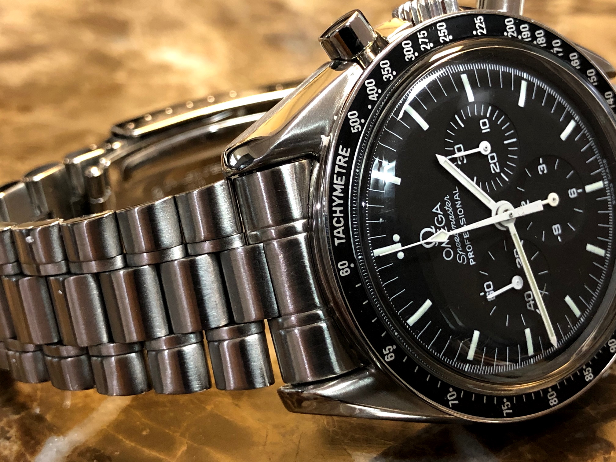 Omega Speedmaster First Man On The Moon 42mm Hetsalite on Bracelet 3592.50.00 - Apollo XI with Box Booklet Patch