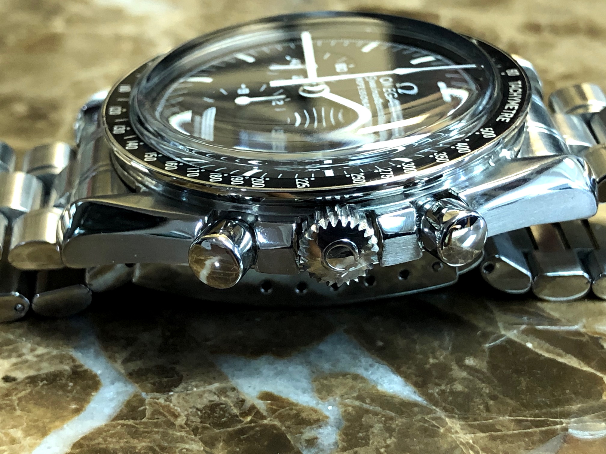 Omega Speedmaster First Man On The Moon 42mm Hetsalite on Bracelet 3592.50.00 - Apollo XI with Box Booklet Patch