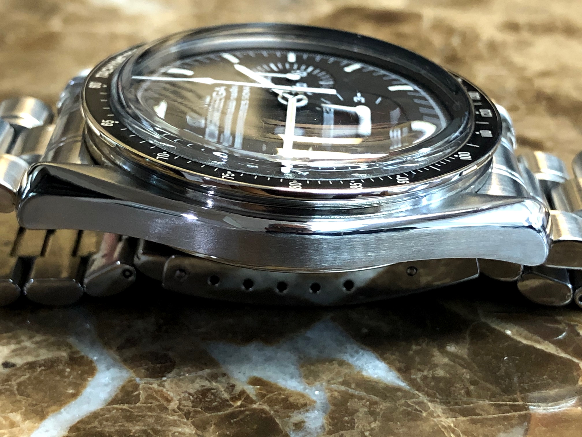 Omega Speedmaster First Man On The Moon 42mm Hetsalite on Bracelet 3592.50.00 - Apollo XI with Box Booklet Patch