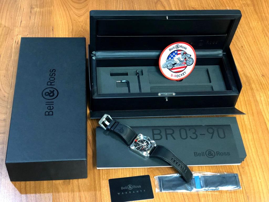 Bell & Ross Aviation Instruments BR0390-B-ROCKET Box Papers Card Never Worn