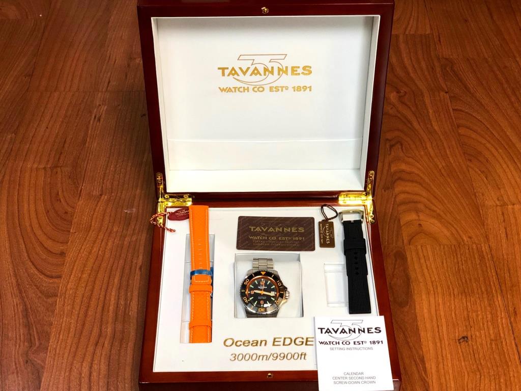 Tavannes Ocean Edge Gents LIMITED EDITION Diving Watch Orange 3000m /9900 ft Box Papers
