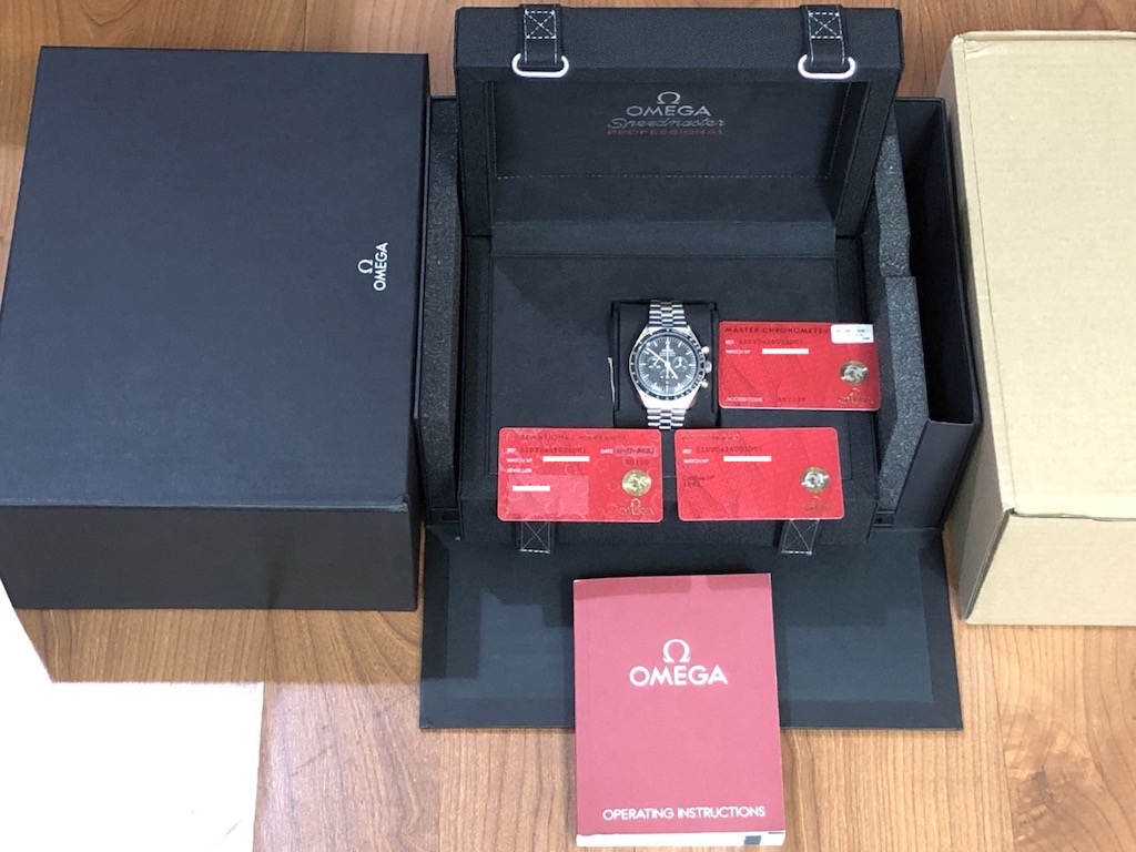 OMEGA Speedmaster Professional CO‑AXIAL Manual Wind 42mm Hesalite Crystal Box Papers Cards Never Worn - Image 11
