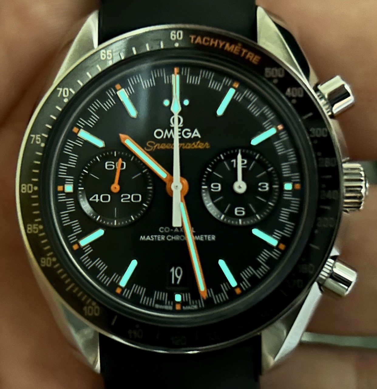 OMEGA Speedmaster RACING CHRONOGRAPH Black Orange Accents 44.25mm Automatic Box Papers Cards 329.32.44.51.01.001