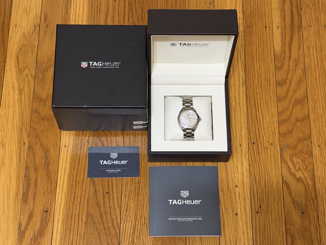 Tag Heuer Formula One quartz 35mm midsize Mother of Pearl Diamond Dial with box and papers WBJ1319 never worn