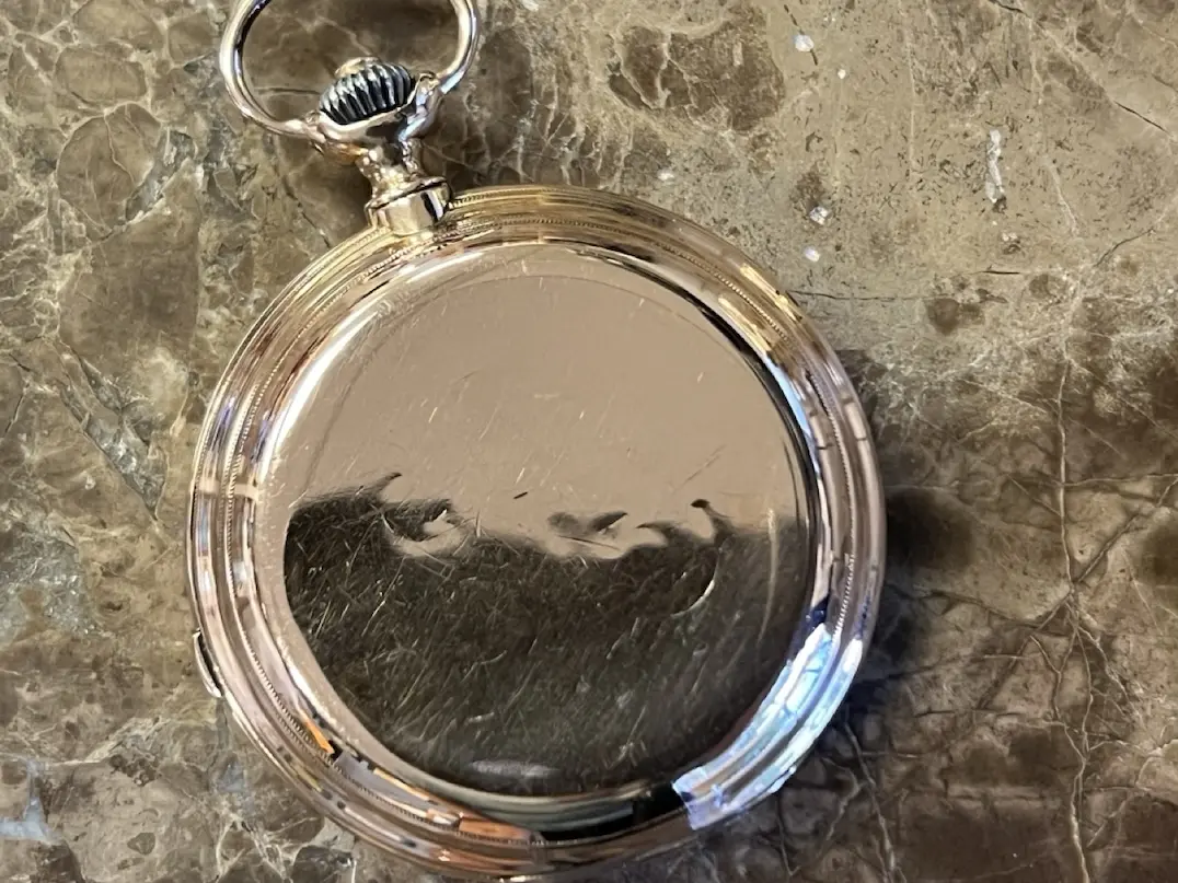 Tiffany & Company Pocket Watch 18k Yellow Gold Chronograph Hunter Case Vintage just serviced - Image 3