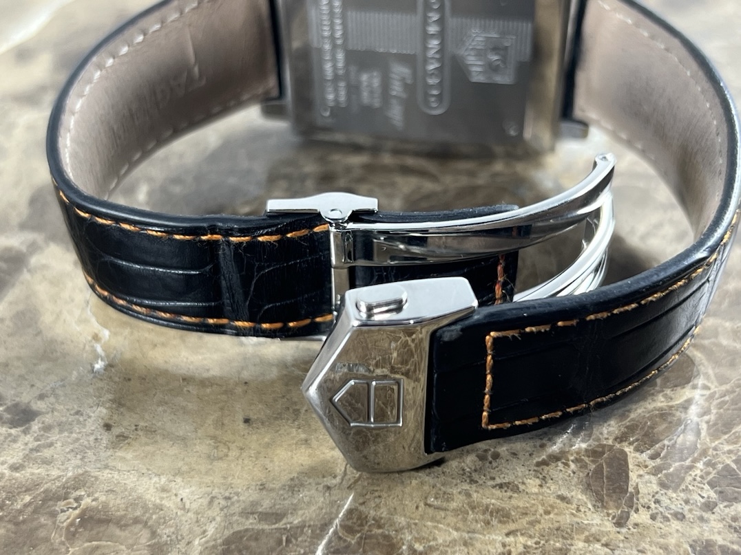 TAG Heuer Monaco Gulf Special Edition 38mm Automatic Black with Orange and Blue Stripes Box Papers CW211A
