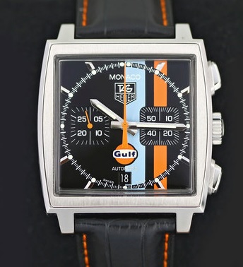 TAG Heuer Monaco Gulf Special Edition Black with Stripes 38mm Automatic Box Papers
