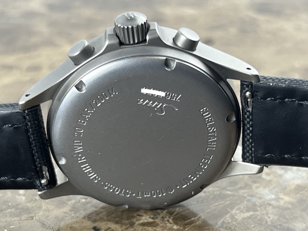 Sinn 756 Chronograph Tegimented 40mm Automatic on Strap with Deployed Buckle and Sinn Travel Box