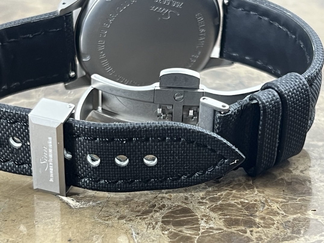 Sinn 756 Chronograph Tegimented 40mm Automatic on Strap with Deployed Buckle and Sinn Travel Box