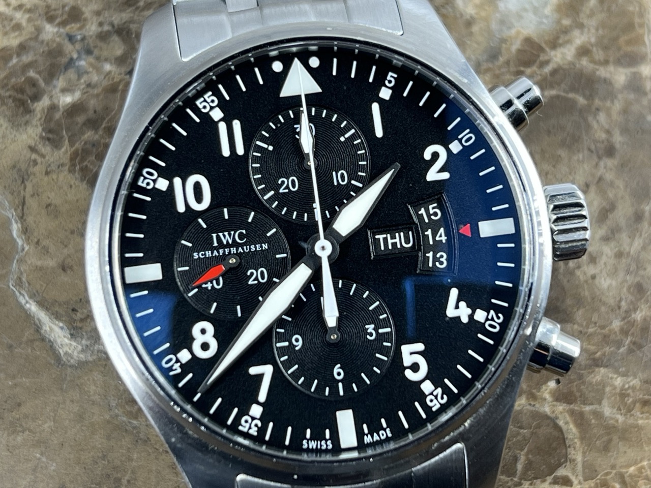 IWC Pilot Chronograph with DAY - DATE 43mm Automatic with Bracelet Box Papers IW377704