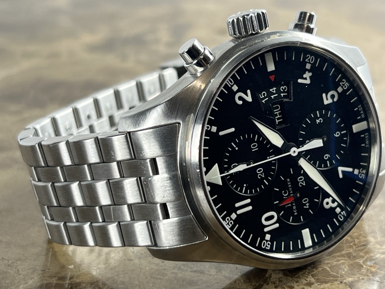 IWC Pilot Chronograph with DAY - DATE 43mm Automatic with Bracelet Box Papers IW377704