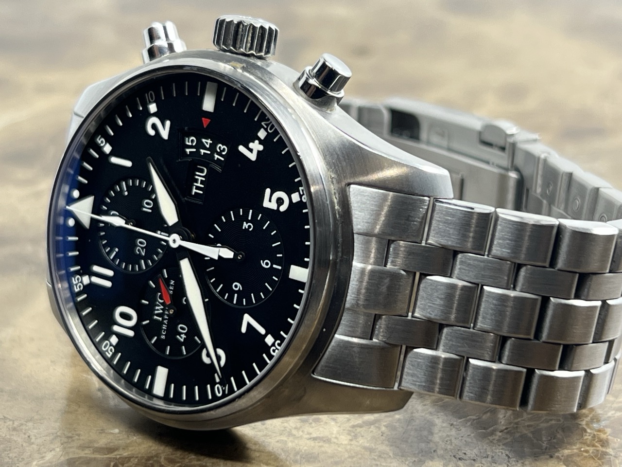 IWC Pilot Chronograph with DAY - DATE 43mm Automatic with Bracelet Box Papers IW377704