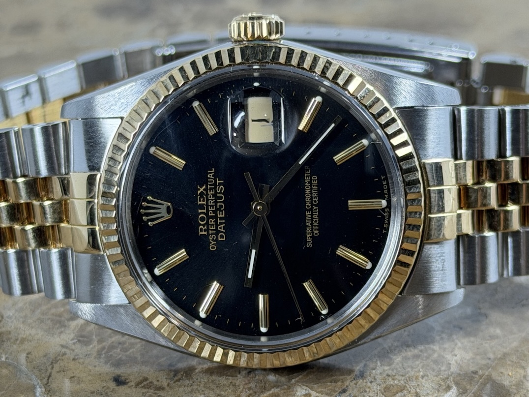 Rolex Datejust 36 18k Gold / Steel Automatic Jubilee Bracelet Black Dial with Rolex Box 16013