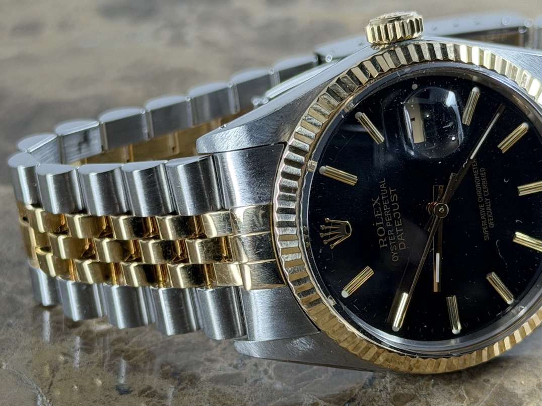 Rolex Datejust 36 18k Gold / Steel Automatic Jubilee Bracelet Black Dial with Rolex Box 16013
