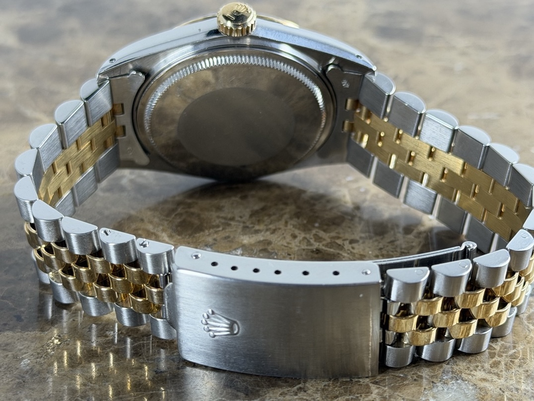 Rolex Datejust 36 18k Gold / Steel Automatic Jubilee Bracelet Black Dial with Rolex Box 16013