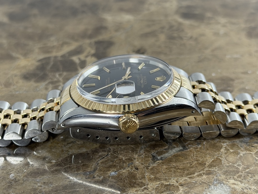Rolex Datejust 36 18k Gold / Steel Automatic Jubilee Bracelet Black Dial with Rolex Box 16013