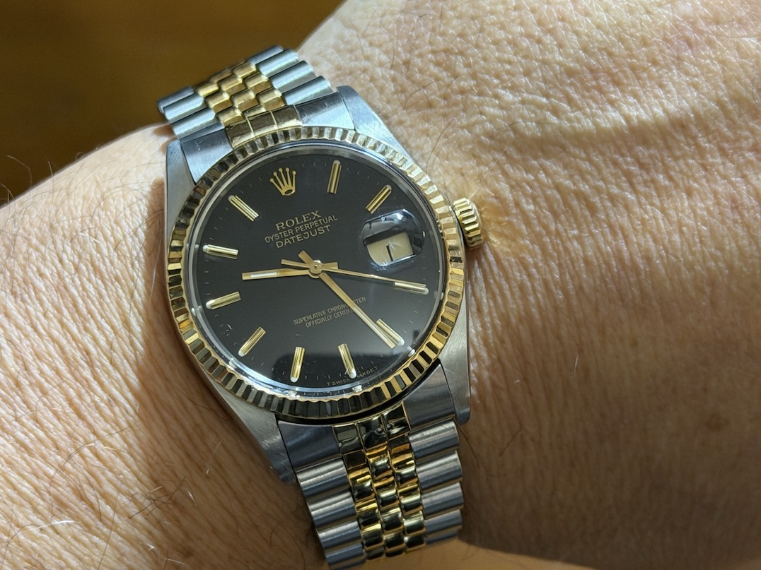 Rolex Datejust 36 18k Gold / Steel Automatic Jubilee Bracelet Black Dial with Rolex Box 16013