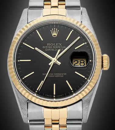 Rolex Datejust 36 18k Gold / Steel Automatic Jubilee Bracelet Black Dial with Rolex Box 16013