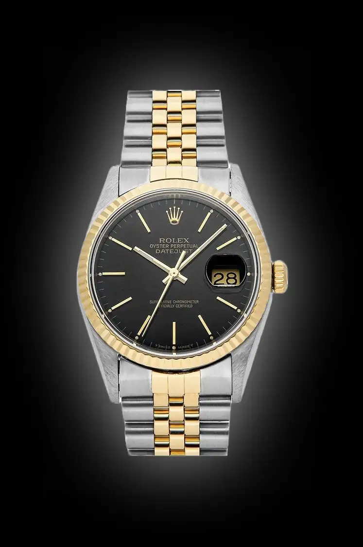Rolex Datejust 36 18k Gold / Steel Automatic Jubilee Bracelet Black Dial with Rolex Box 16013