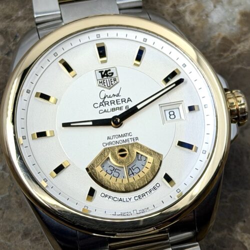 TAG Heuer Grand Carrera 18k Gold and Steel 40mm Automatic Silver Dial with Bracelet WAV515B.BD0903
