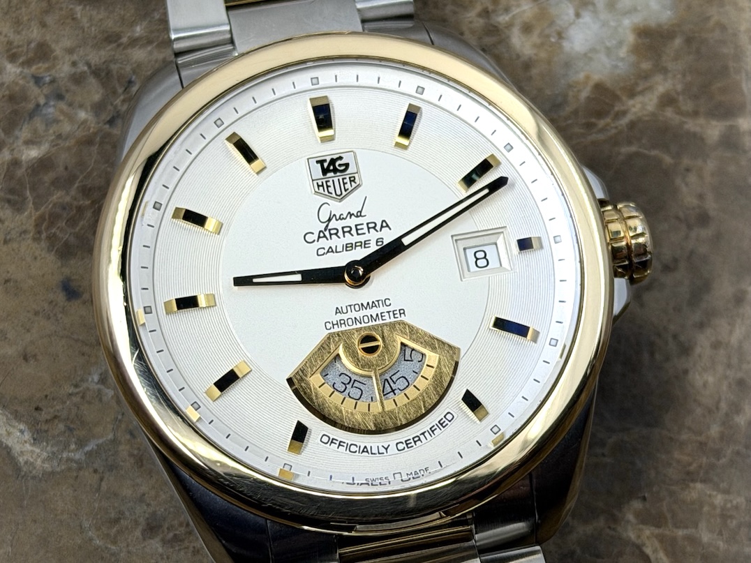 TAG Heuer Grand Carrera 18k Gold and Steel 40mm Automatic Silver Dial with Bracelet WAV515B.BD0903