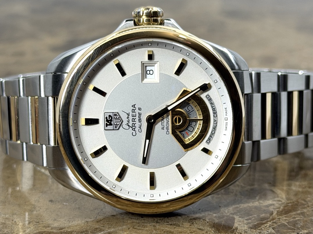 TAG Heuer Grand Carrera 18k Gold and Steel 40mm Automatic Silver Dial with Bracelet WAV515B.BD0903
