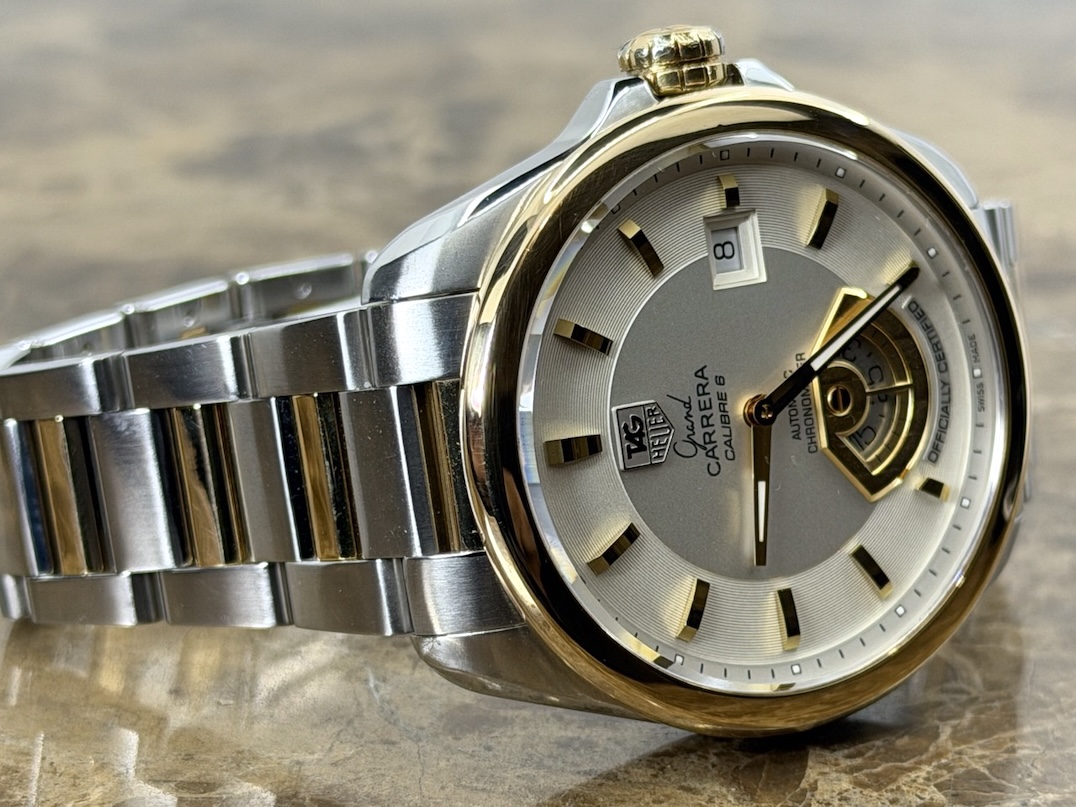 TAG Heuer Grand Carrera 18k Gold and Steel 40mm Automatic Silver Dial with Bracelet WAV515B.BD0903