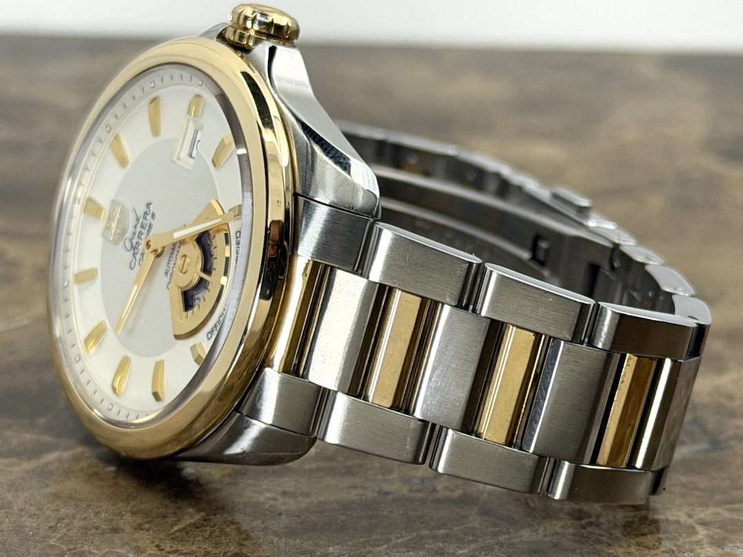 TAG Heuer Grand Carrera 18k Gold and Steel 40mm Automatic Silver Dial with Bracelet WAV515B.BD0903