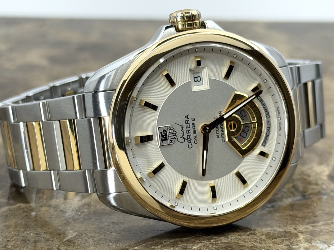 TAG Heuer Grand Carrera 18k Gold and Steel 40mm Automatic Silver Dial with Bracelet WAV515B.BD0903