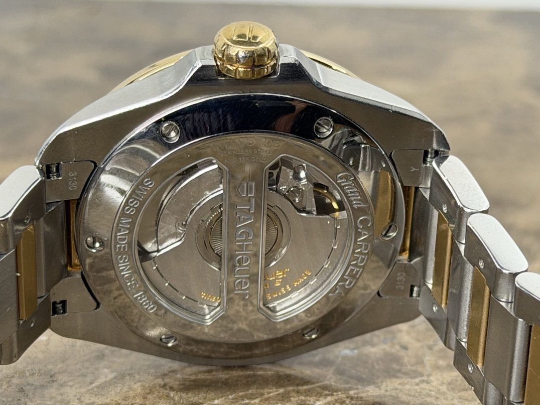 TAG Heuer Grand Carrera 18k Gold and Steel 40mm Automatic Silver Dial with Bracelet WAV515B.BD0903