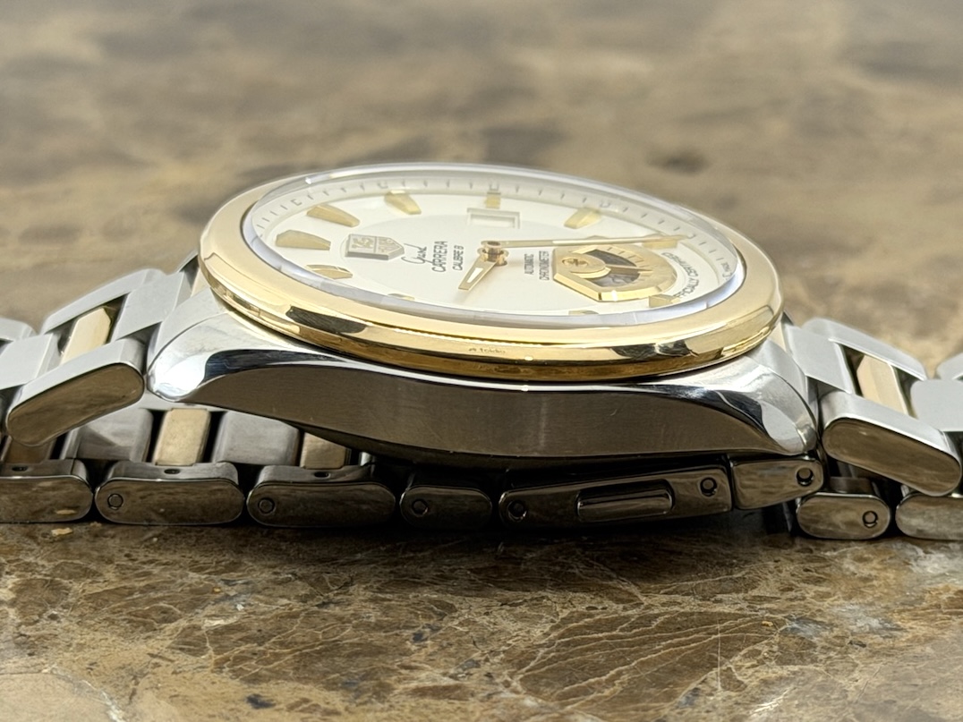 TAG Heuer Grand Carrera 18k Gold and Steel 40mm Automatic Silver Dial with Bracelet WAV515B.BD0903