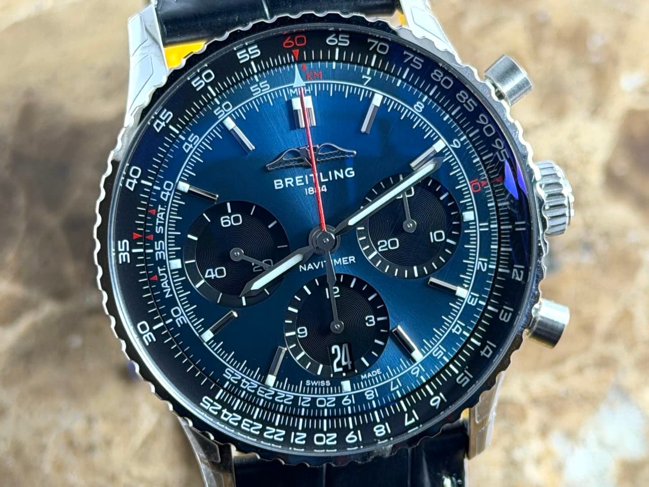 BREITLING Navitimer B01 Chronograph 41 Automatic Black Blue with Box Papers Card AB0139241C1P1 Never Worn