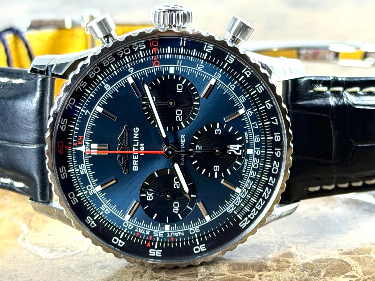 BREITLING Navitimer B01 Chronograph 41 Automatic Black Blue with Box Papers Card AB0139241C1P1 Never Worn