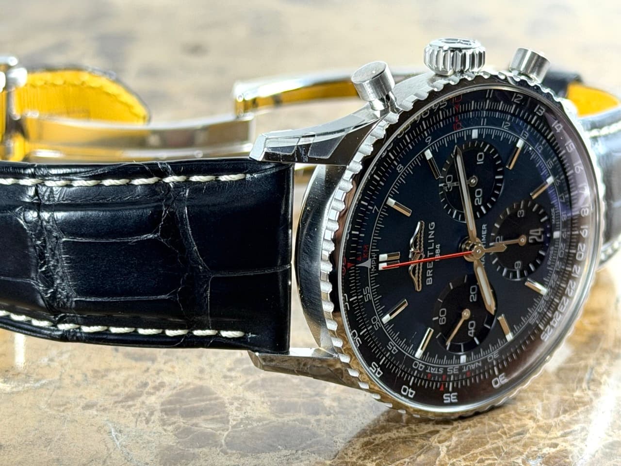 BREITLING Navitimer B01 Chronograph 41 Automatic Black Blue with Box Papers Card AB0139241C1P1 Never Worn