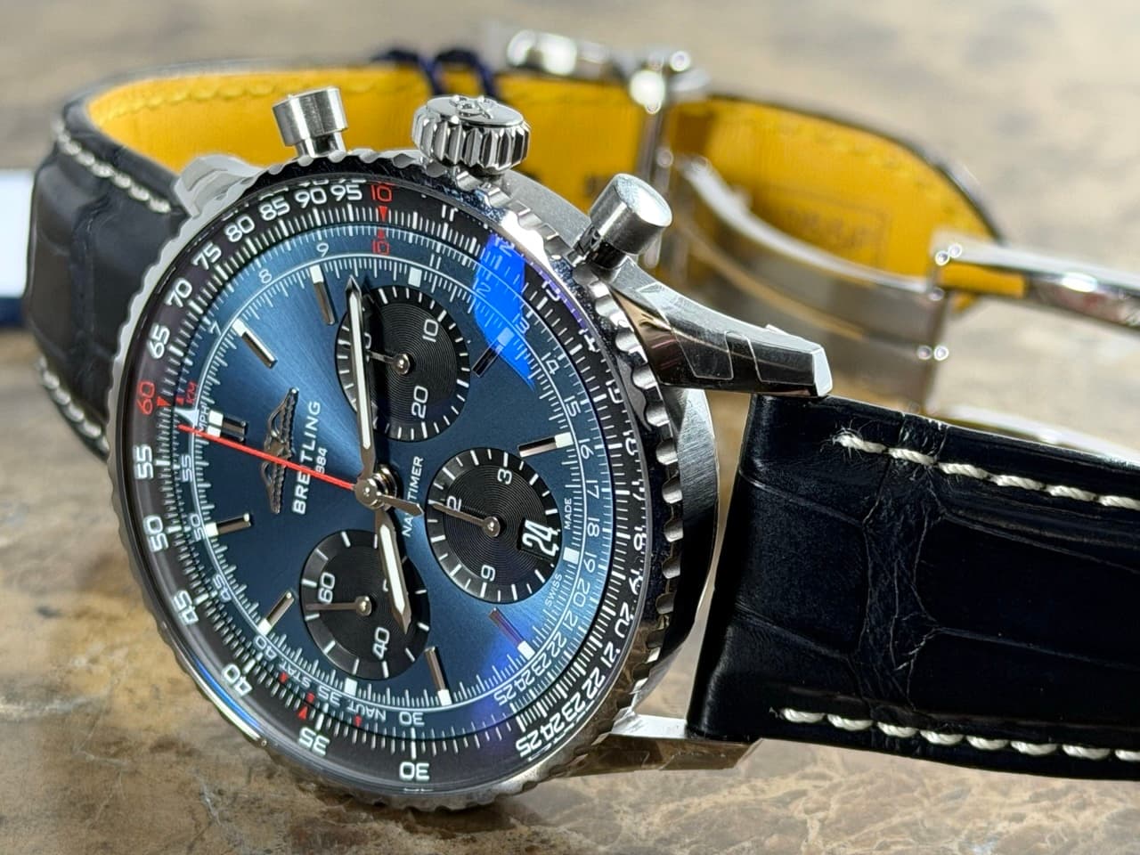BREITLING Navitimer B01 Chronograph 41 Automatic Black Blue with Box Papers Card AB0139241C1P1 Never Worn