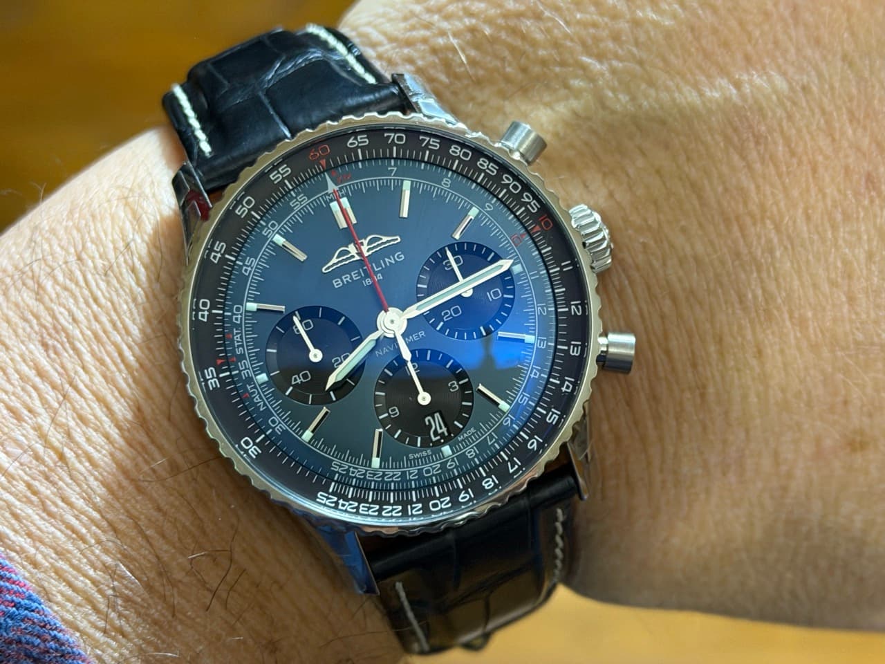 BREITLING Navitimer B01 Chronograph 41 Automatic Black Blue with Box Papers Card AB0139241C1P1 Never Worn