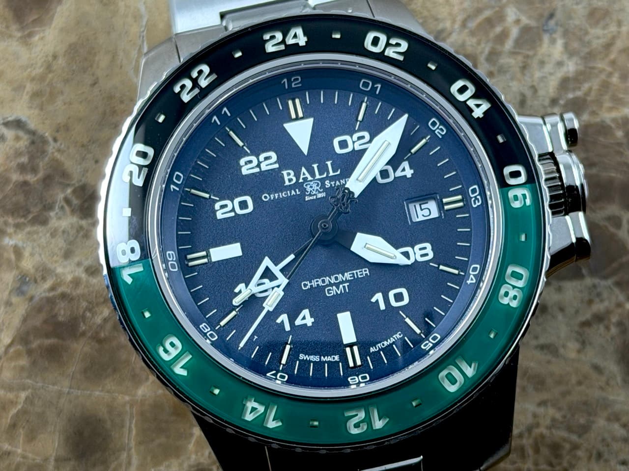 BALL Engineer Hydrocarbon AeroGMT II 40mm Automatic Black Green Bezel Sprite Blue Dial DG2018C-S11C-BE Box Papers Card