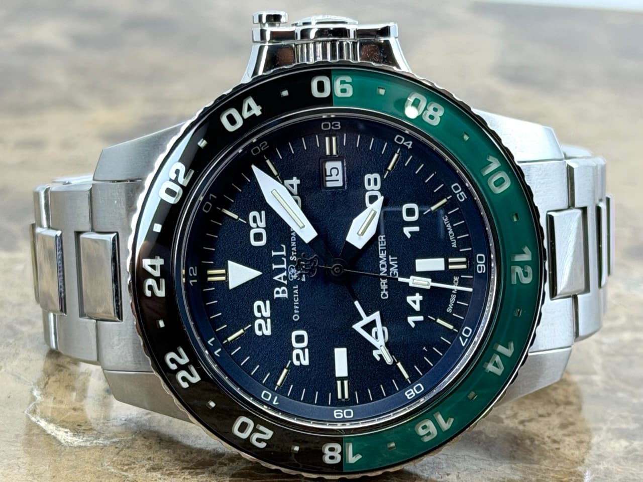 BALL Engineer Hydrocarbon AeroGMT II 40mm Automatic Black Green Bezel Sprite Blue Dial DG2018C-S11C-BE Box Papers Card
