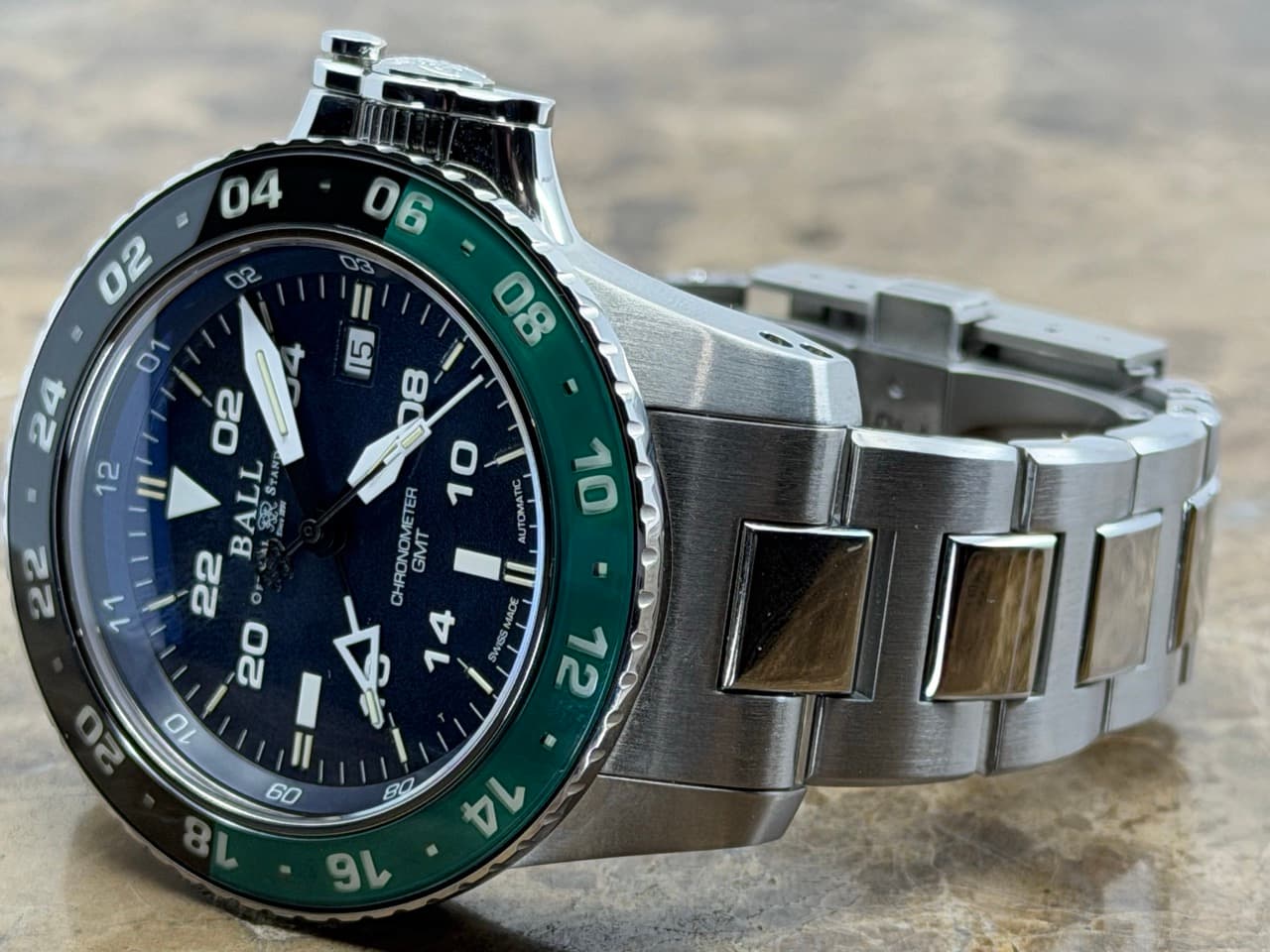 BALL Engineer Hydrocarbon AeroGMT II 40mm Automatic Black Green Bezel Sprite Blue Dial DG2018C-S11C-BE Box Papers Card