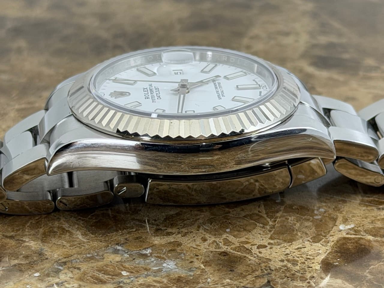 Rolex Datejust 41mm Automatic White Index 18k White Gold fluted bezel Oyster Bracelet 116334 Box Papers