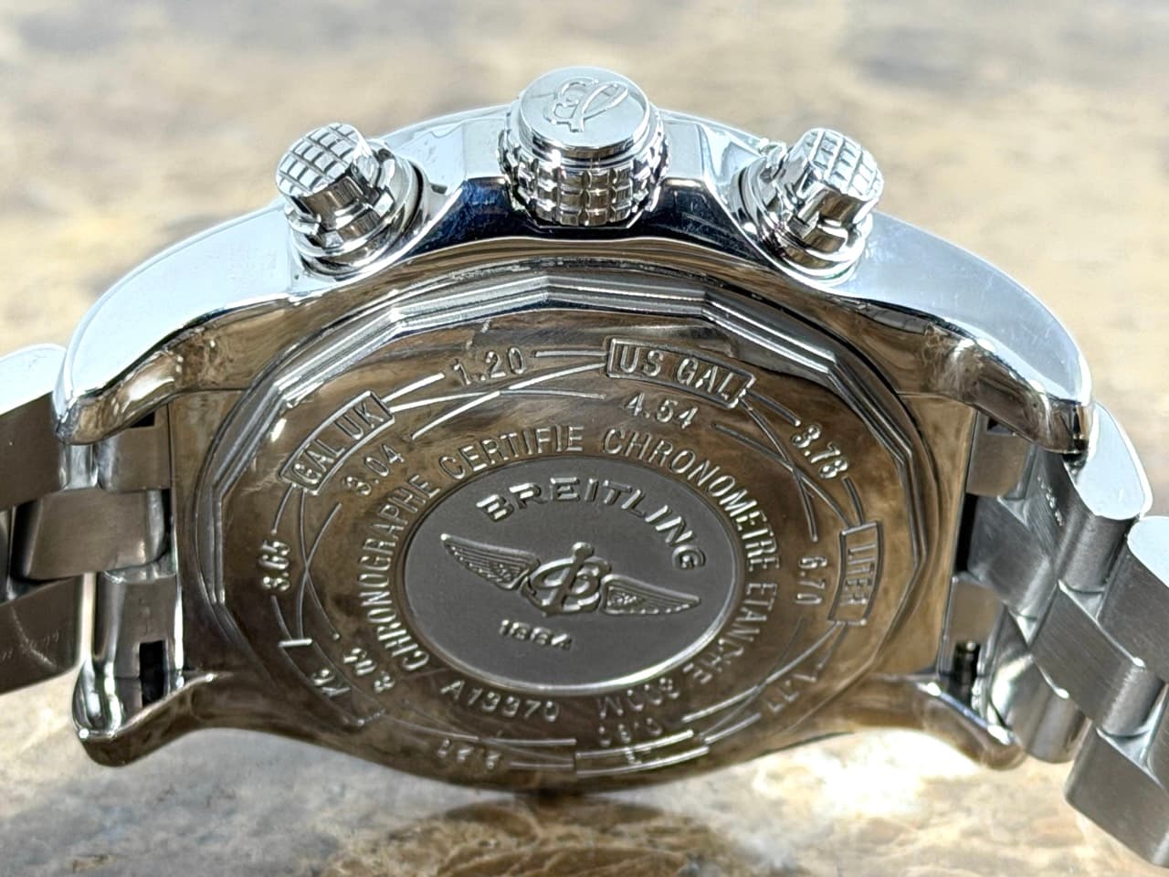 Breitling Super Avenger 48mm Automatic Black Dial Red Accents A13370 on Steel Bracelet with Box / Papers