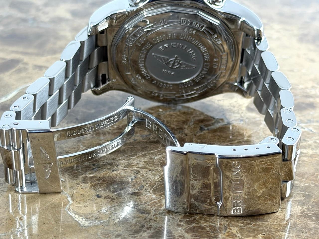 Breitling Super Avenger 48mm Automatic Black Dial Red Accents A13370 on Steel Bracelet with Box / Papers