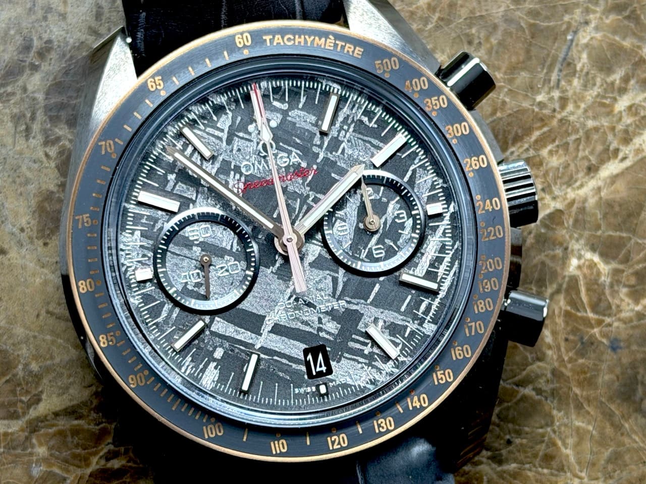 Omega DARK SIDE OF THE MOON Grey Ceramic Meteorite Dial 18K Sedna gold 44.25 MM Box Papers Cards 311.63.44.51.99.001