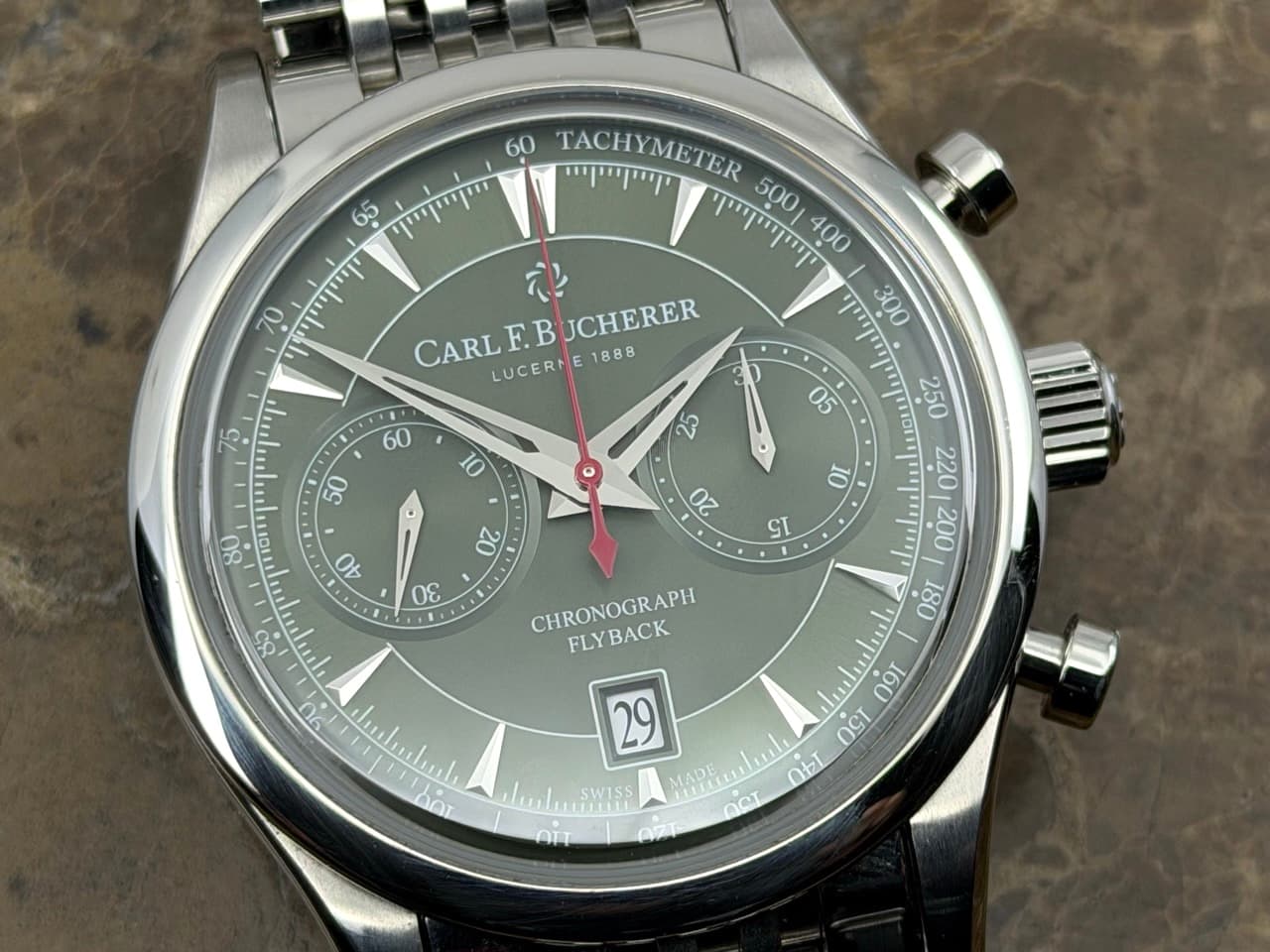 Carl F. Bucherer Manero Flyback Green 43mm Automatic with Box Booklets 00.10919.08.93.98