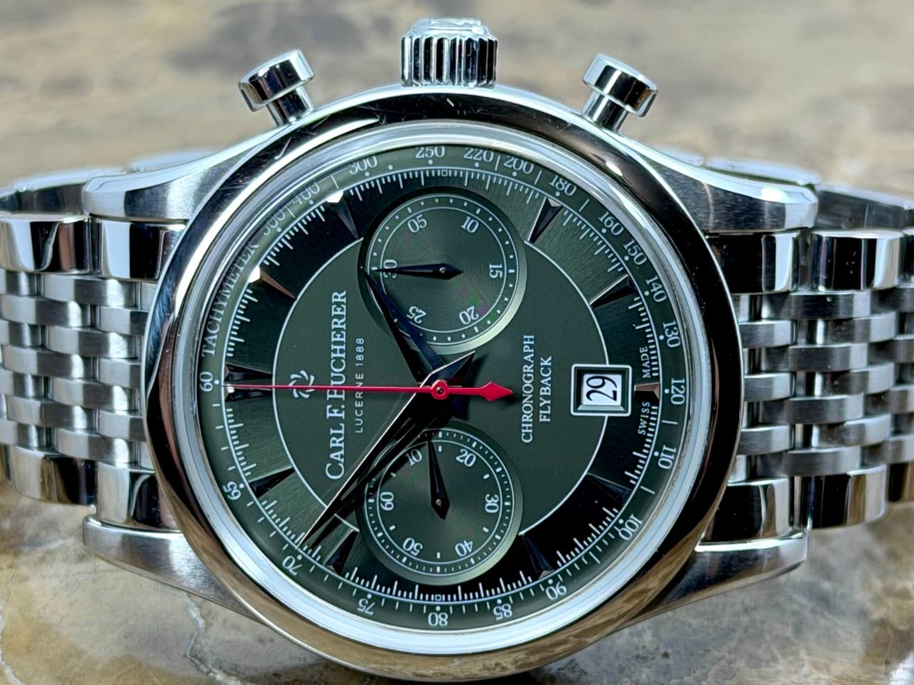Carl F. Bucherer Manero Flyback Green 43mm Automatic with Box Booklets 00.10919.08.93.98