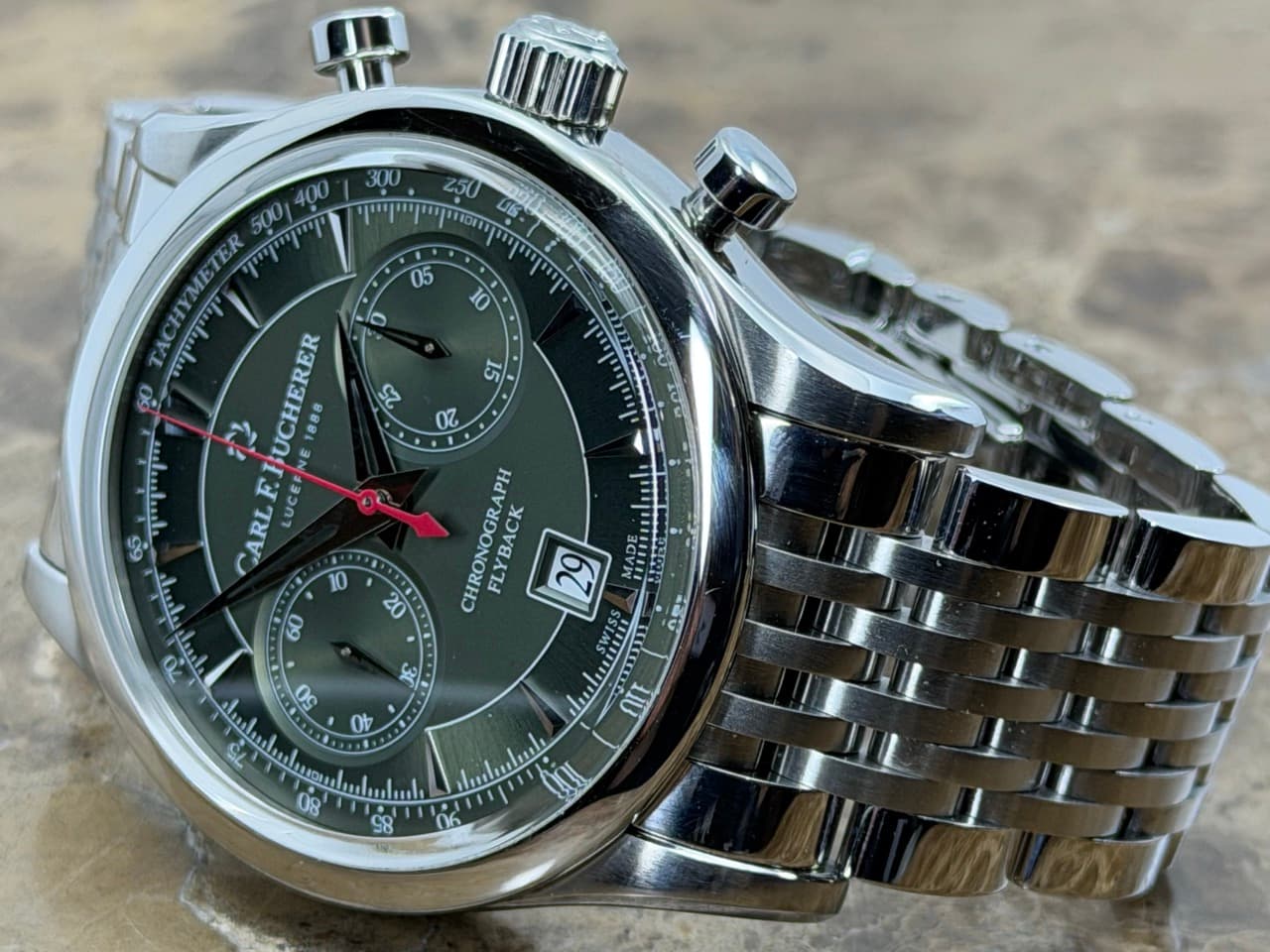 Carl F. Bucherer Manero Flyback Green 43mm Automatic with Box Booklets 00.10919.08.93.98